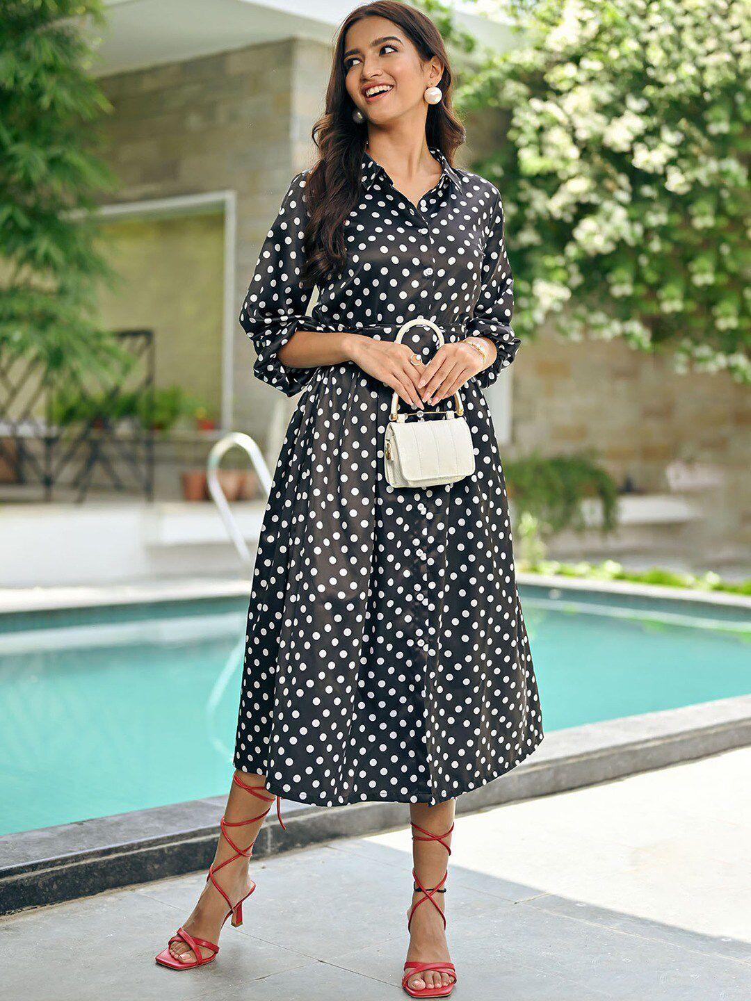 nore21 polka dot printed a-line midi dress