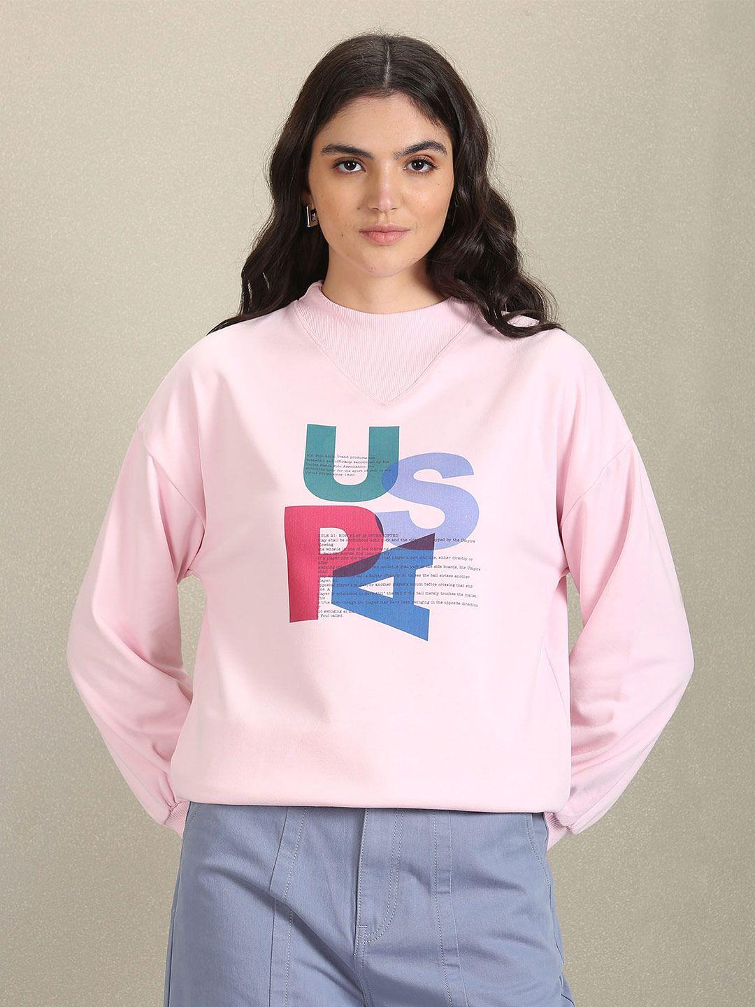 u.s. polo assn. women typography printed pullover sweatshirt