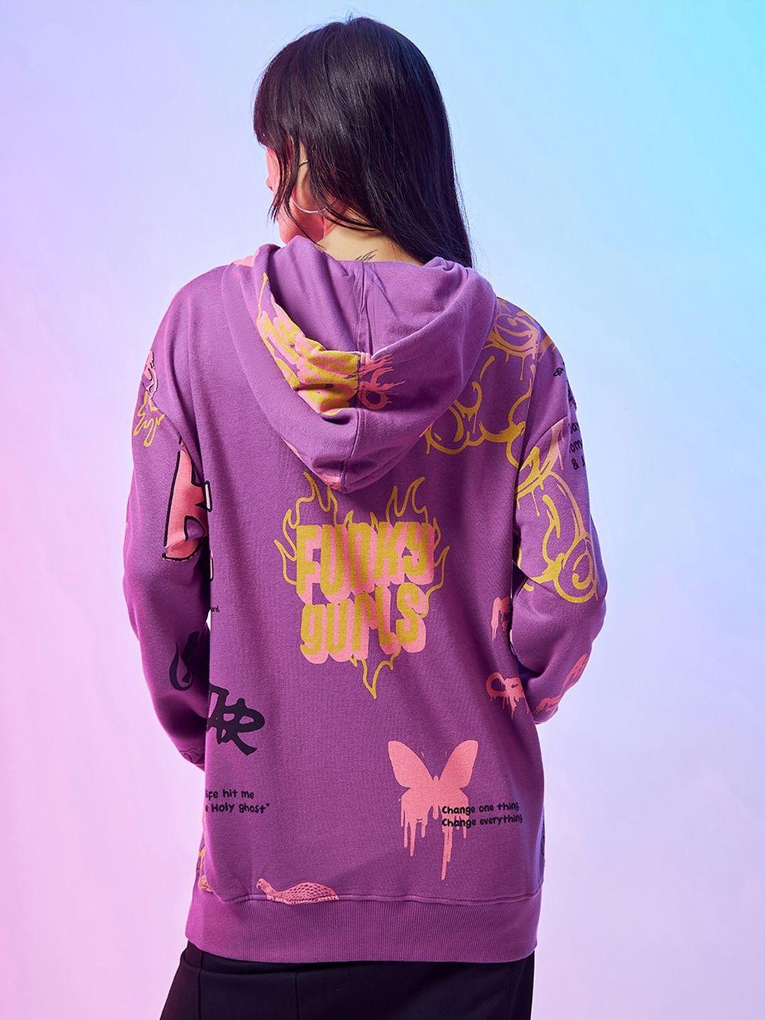 bewakoof graphic printed hooded pullover