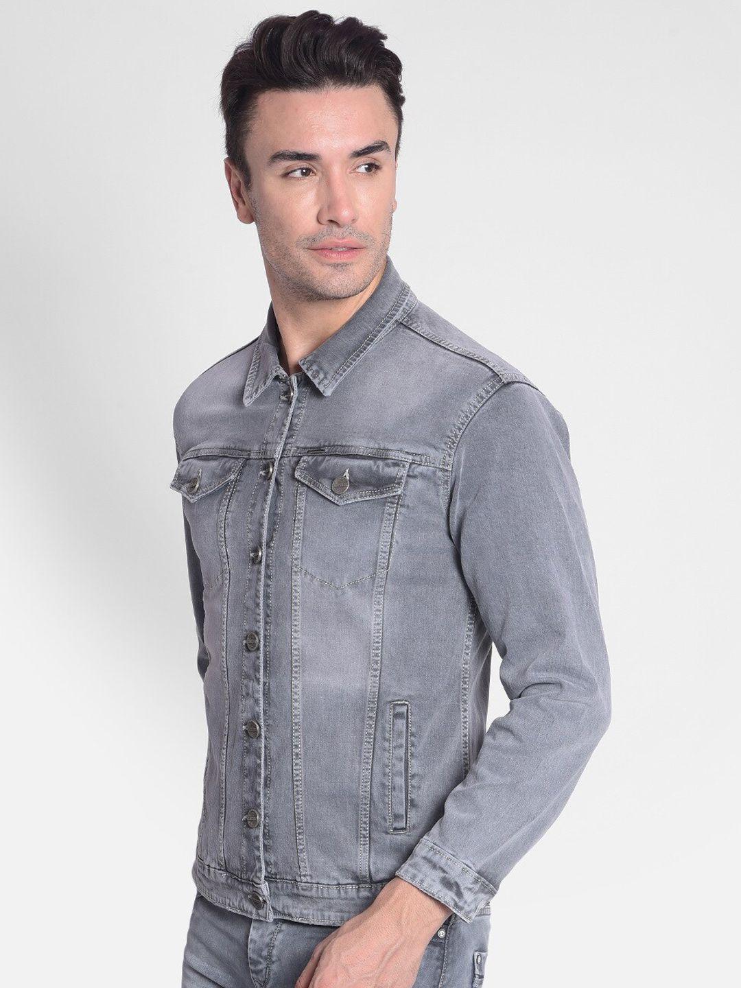 crimsoune club washed spread collar denim jacket