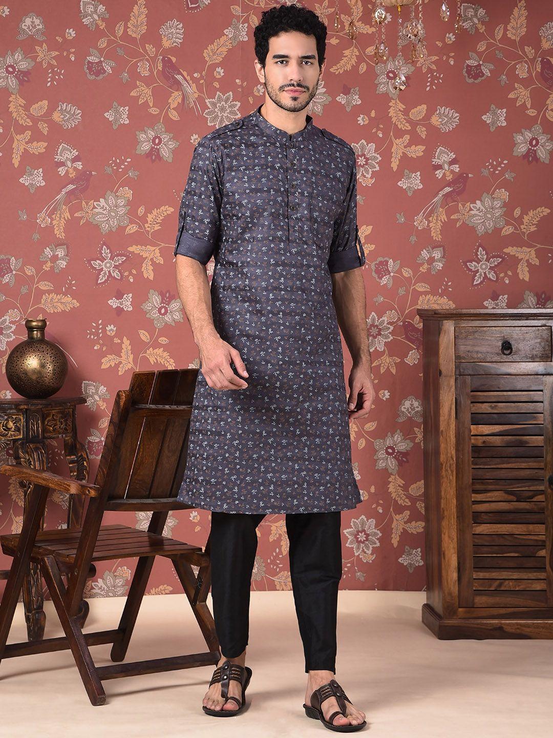 house of pataudi floral printed straight kurta with trouser