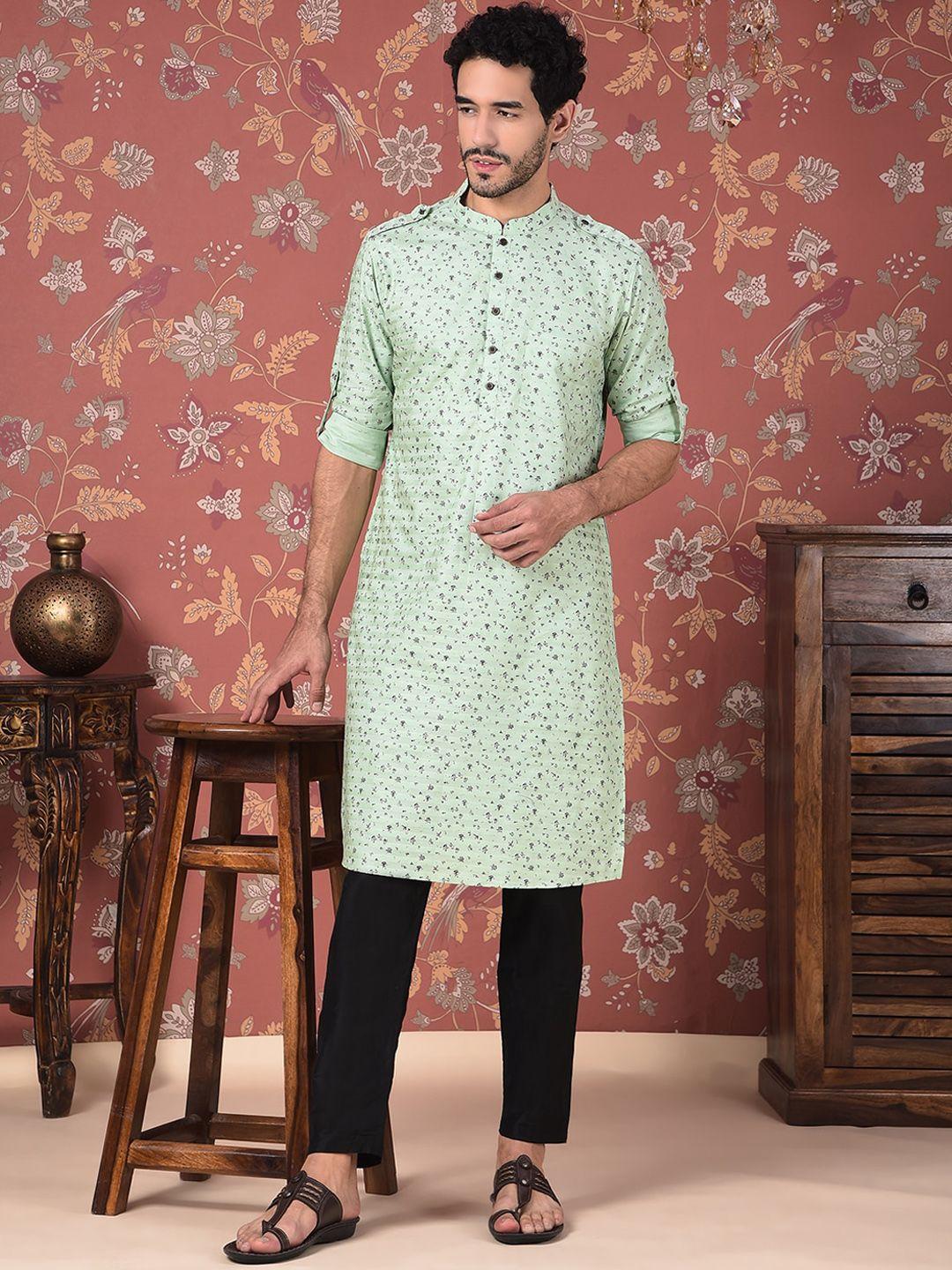 house of pataudi floral printed straight kurta with pyjama