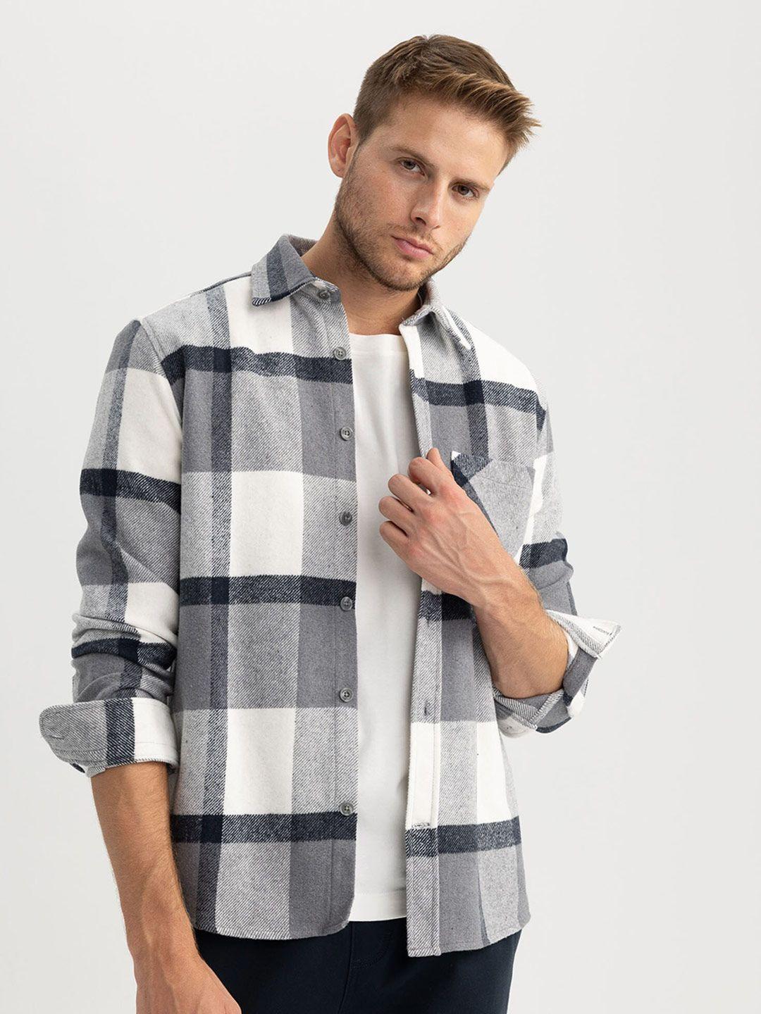 defacto men opaque checked casual shirt