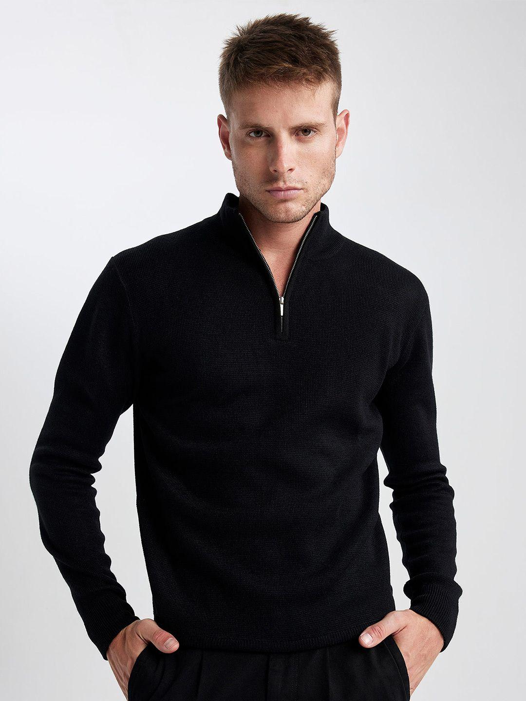 defacto men black ribbed pullover