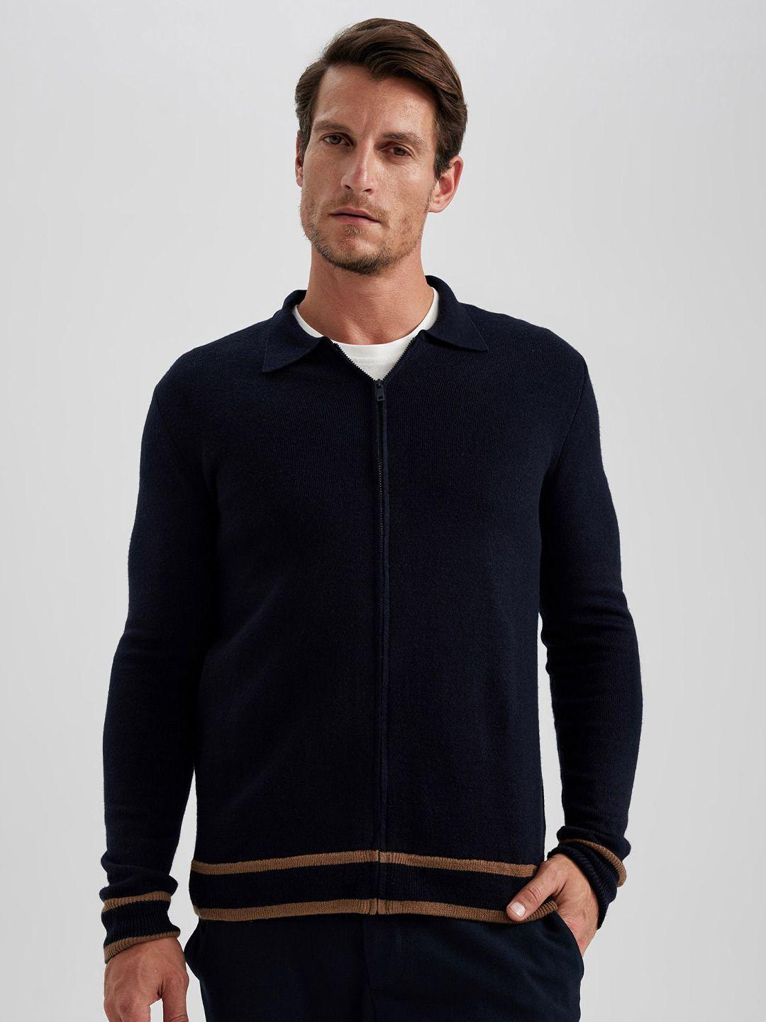 defacto men navy blue & brown cardigan