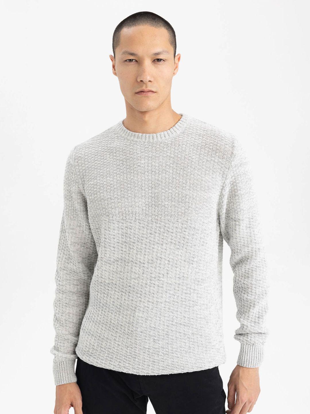 defacto men grey ribbed pullover