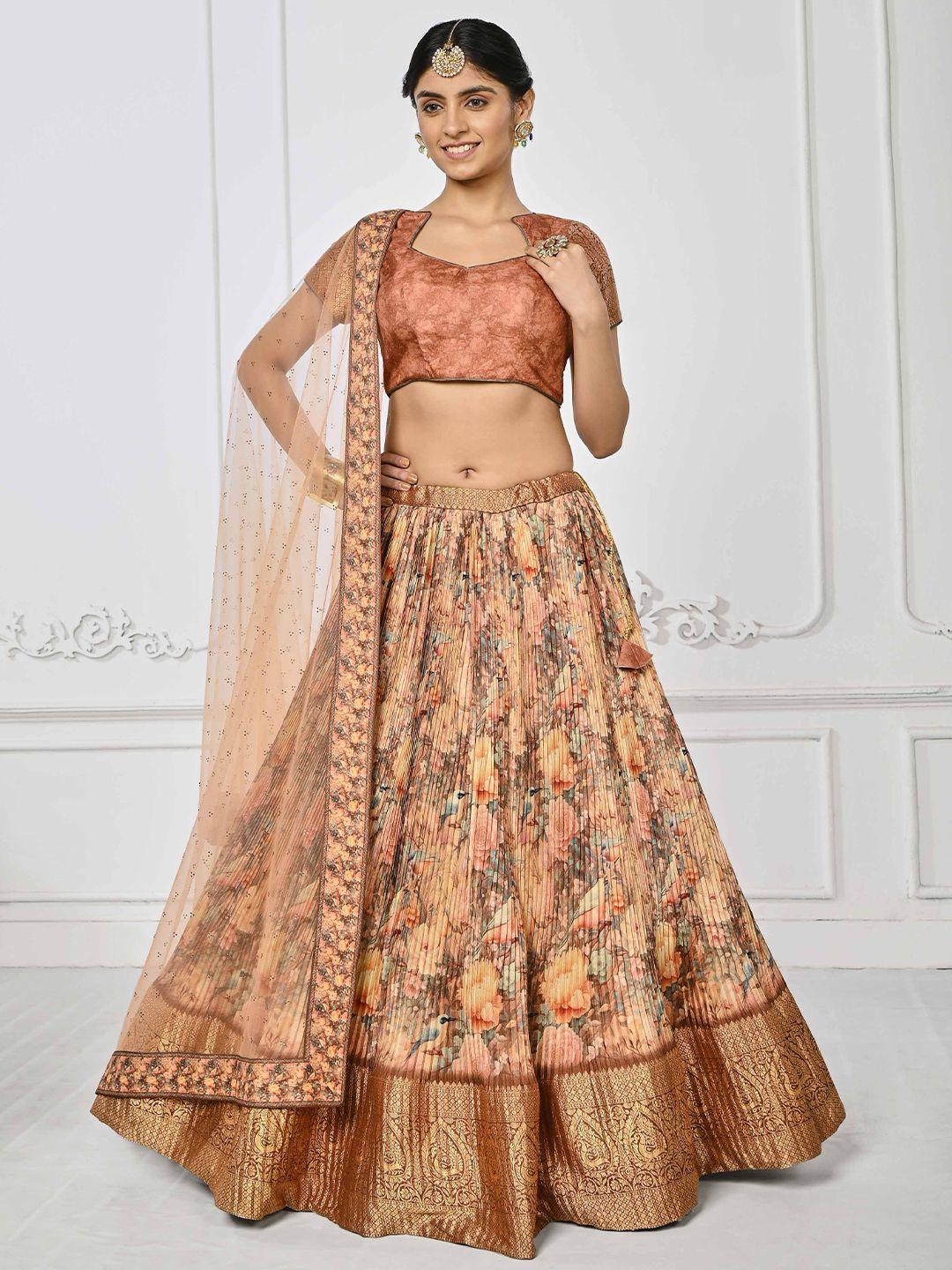 saptrangi ethnic motifs printed zari semi-stitched lehenga choli