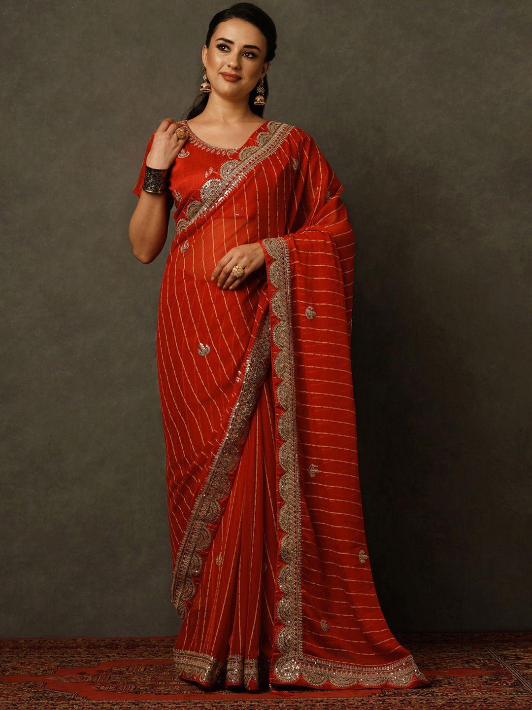 mitera printed pure georgette leheriya saree