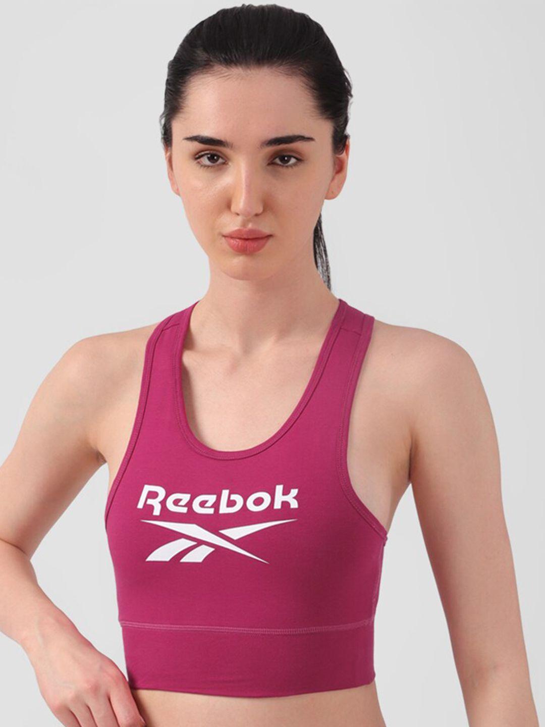 reebok printed workout bra with all day comfort