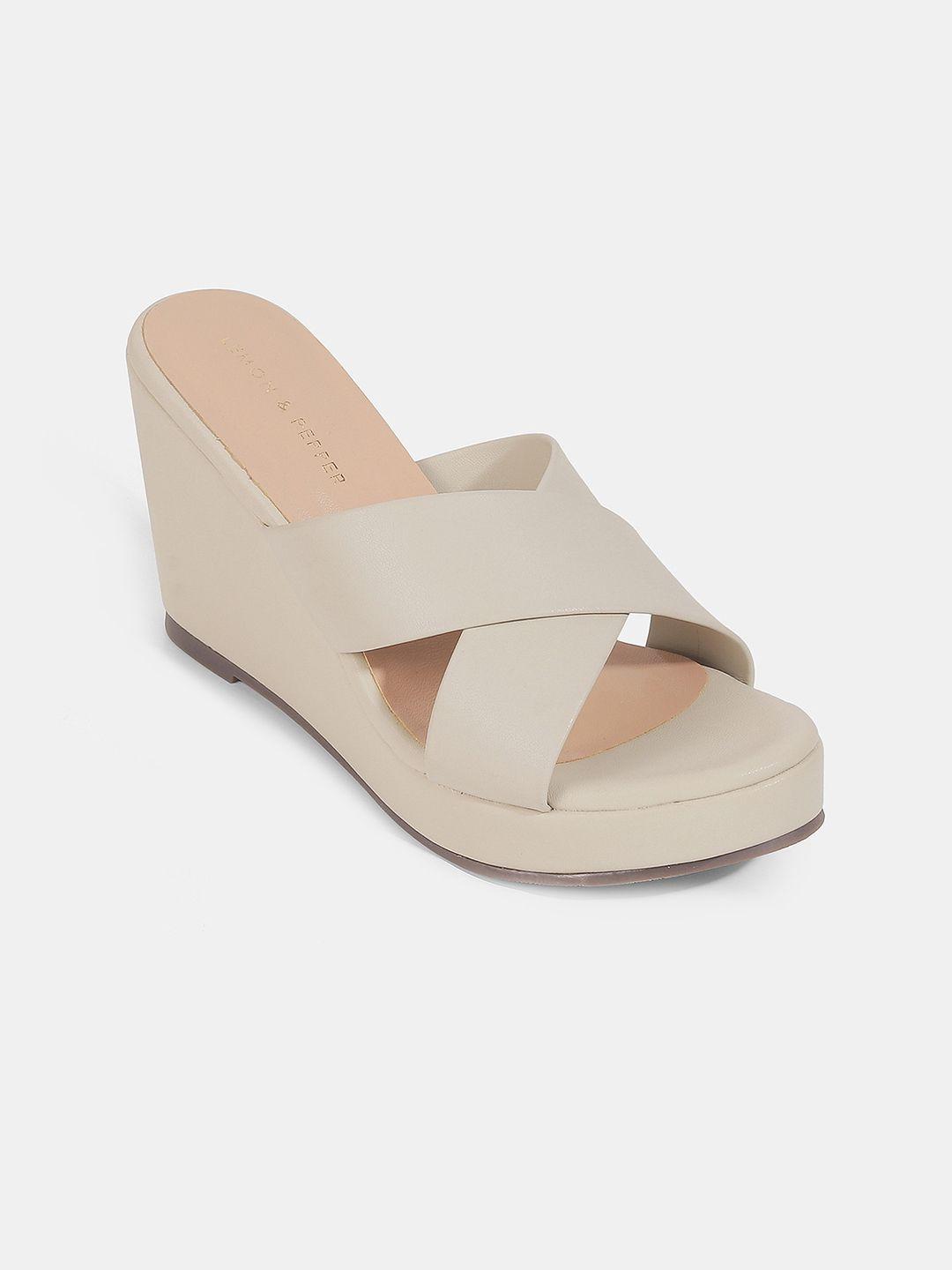 lemon & pepper cross strap party wedges