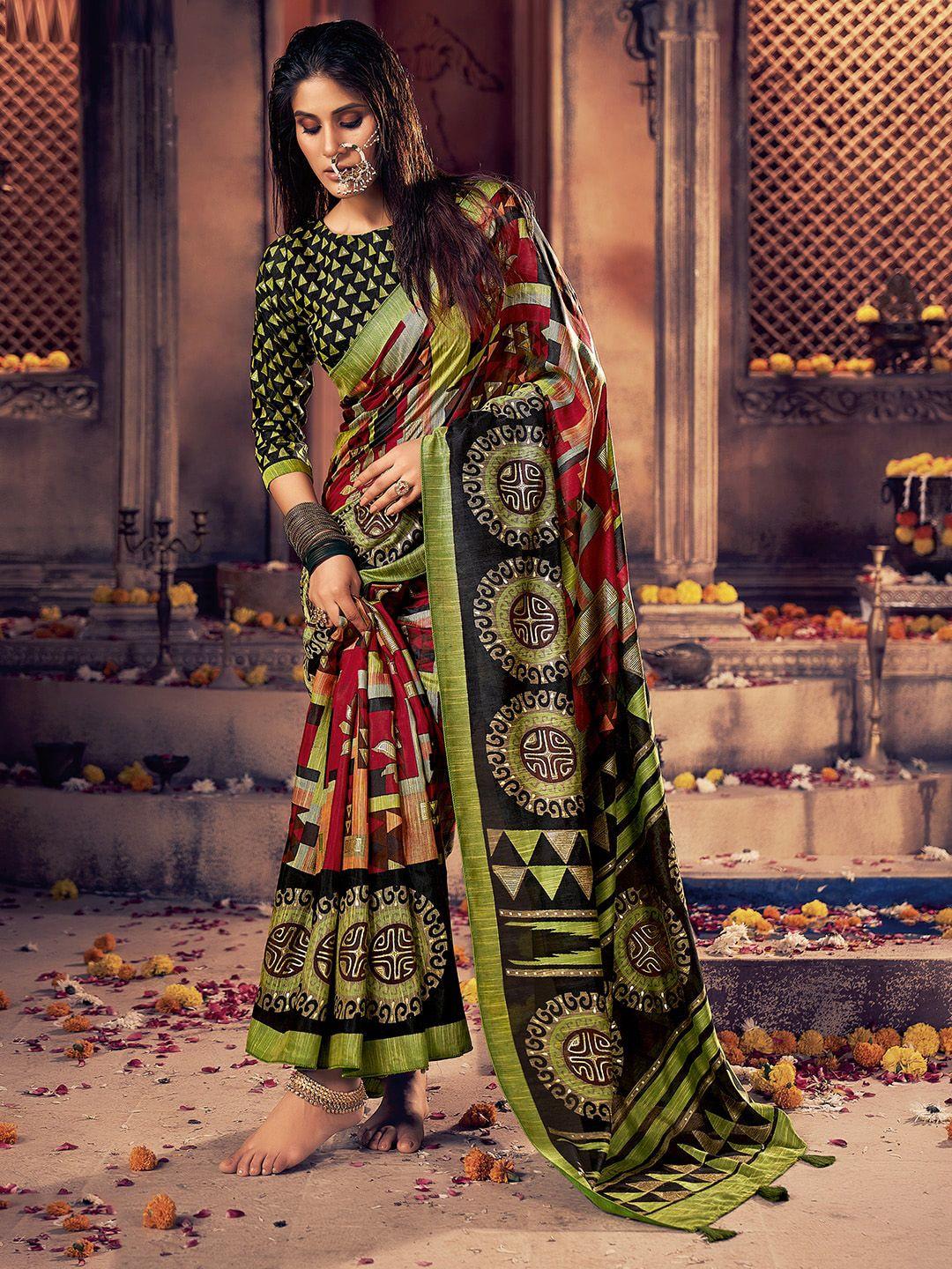 sanskar geometric printed brasso saree