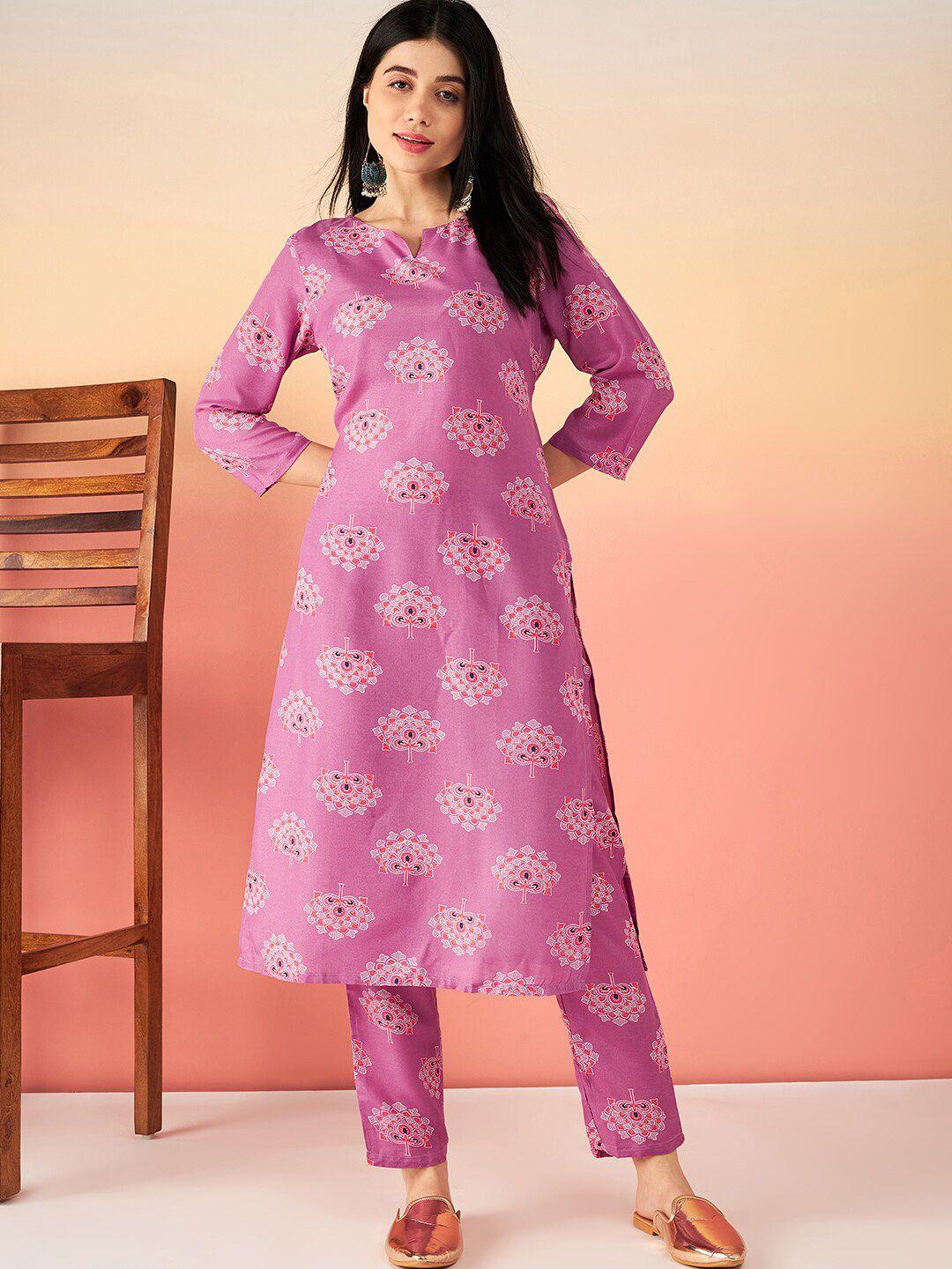 sangria ethnic motifs printed straight kurta with trouser