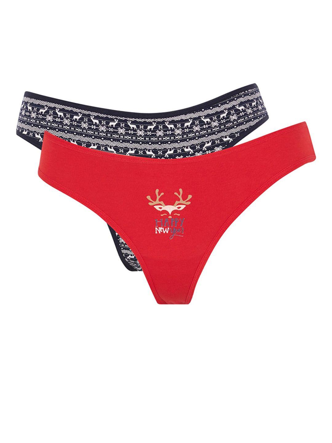 defacto pack of 2 printed mid- rise briefs