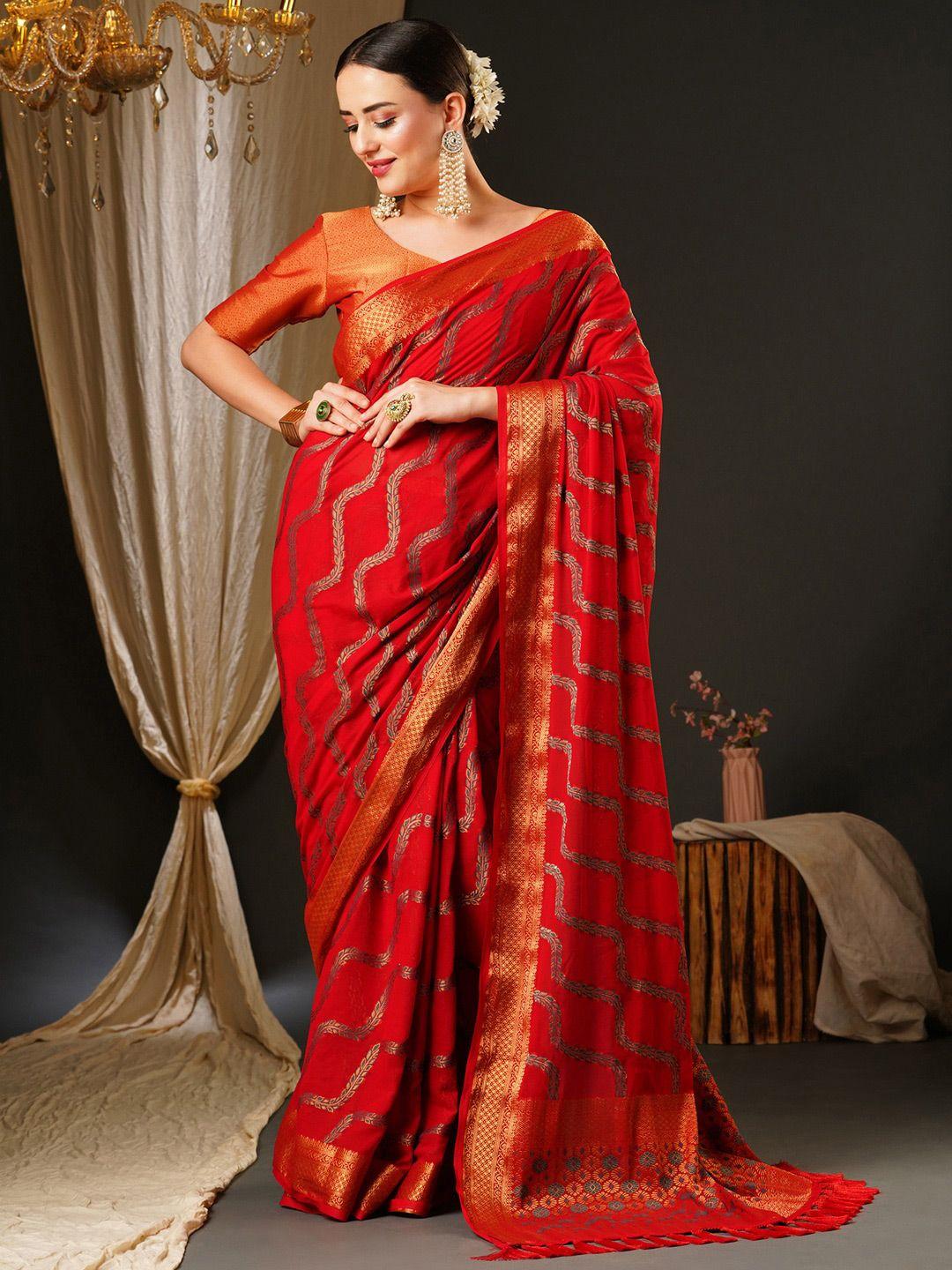 anouk ethnic motifs woven design zari pure georgette kanjeevaram saree