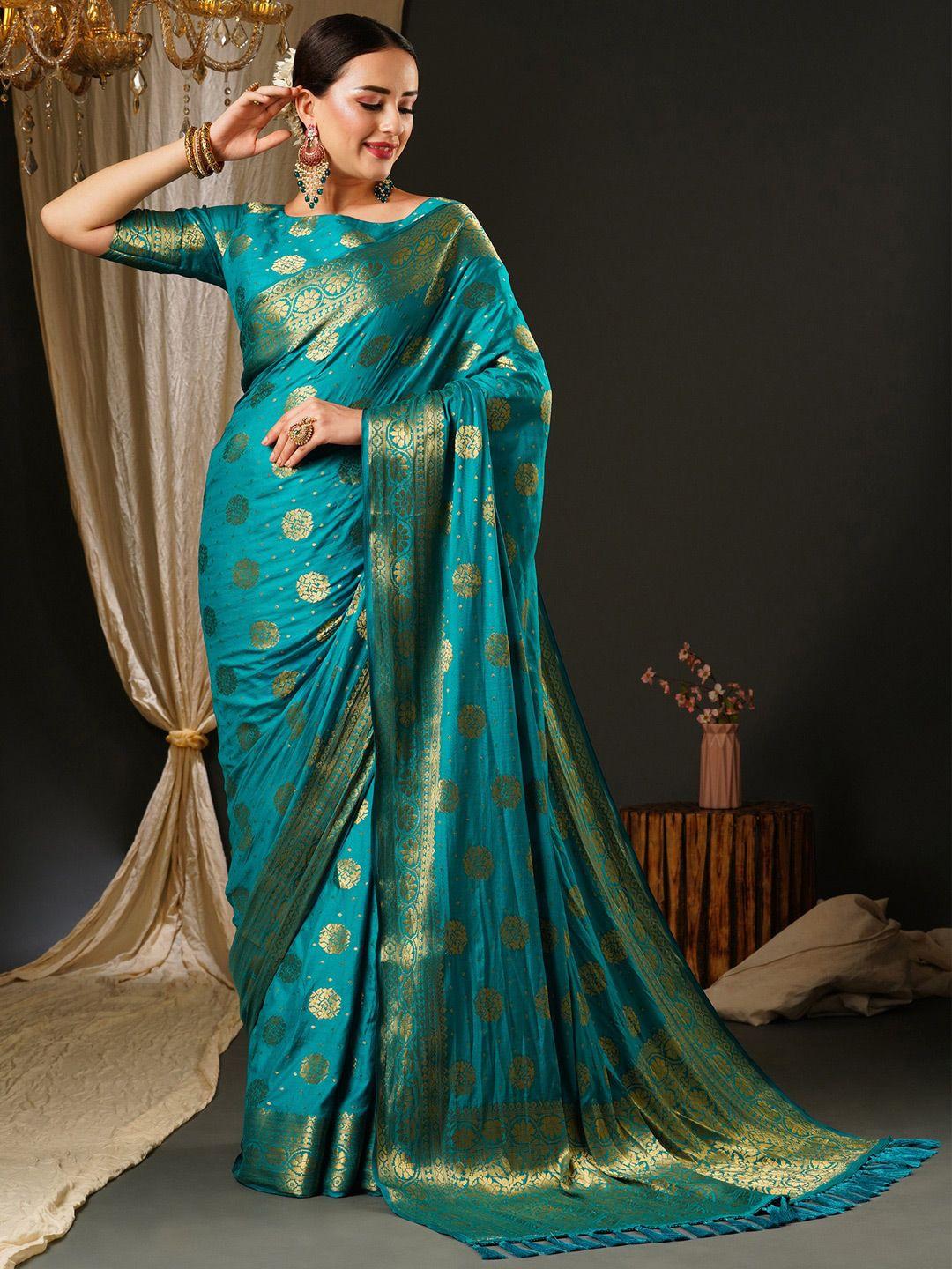 anouk ethnic motifs woven design zari satin banarasi saree