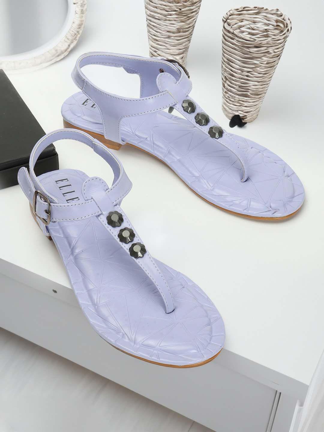 elle embellished t-strap flats with buckle