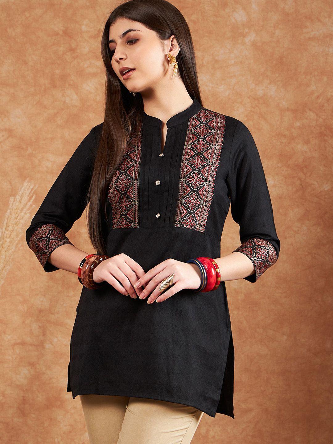 sangria ethnic motifs yoke design straight kurti