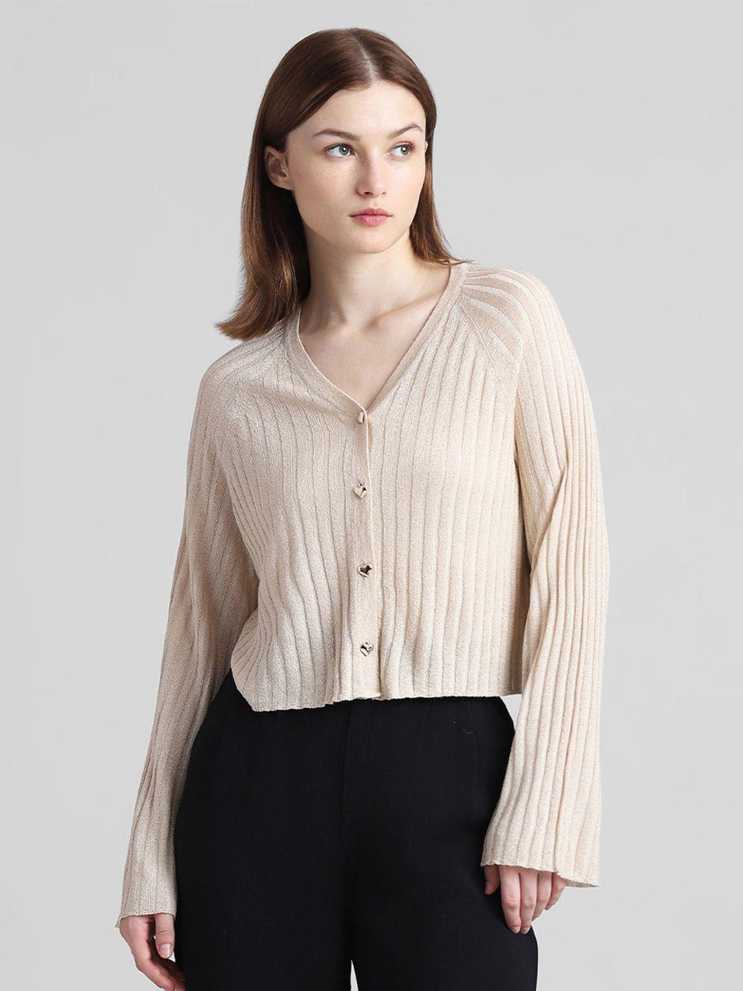 only onlluna lurex ls knit-in striped crop cardigan