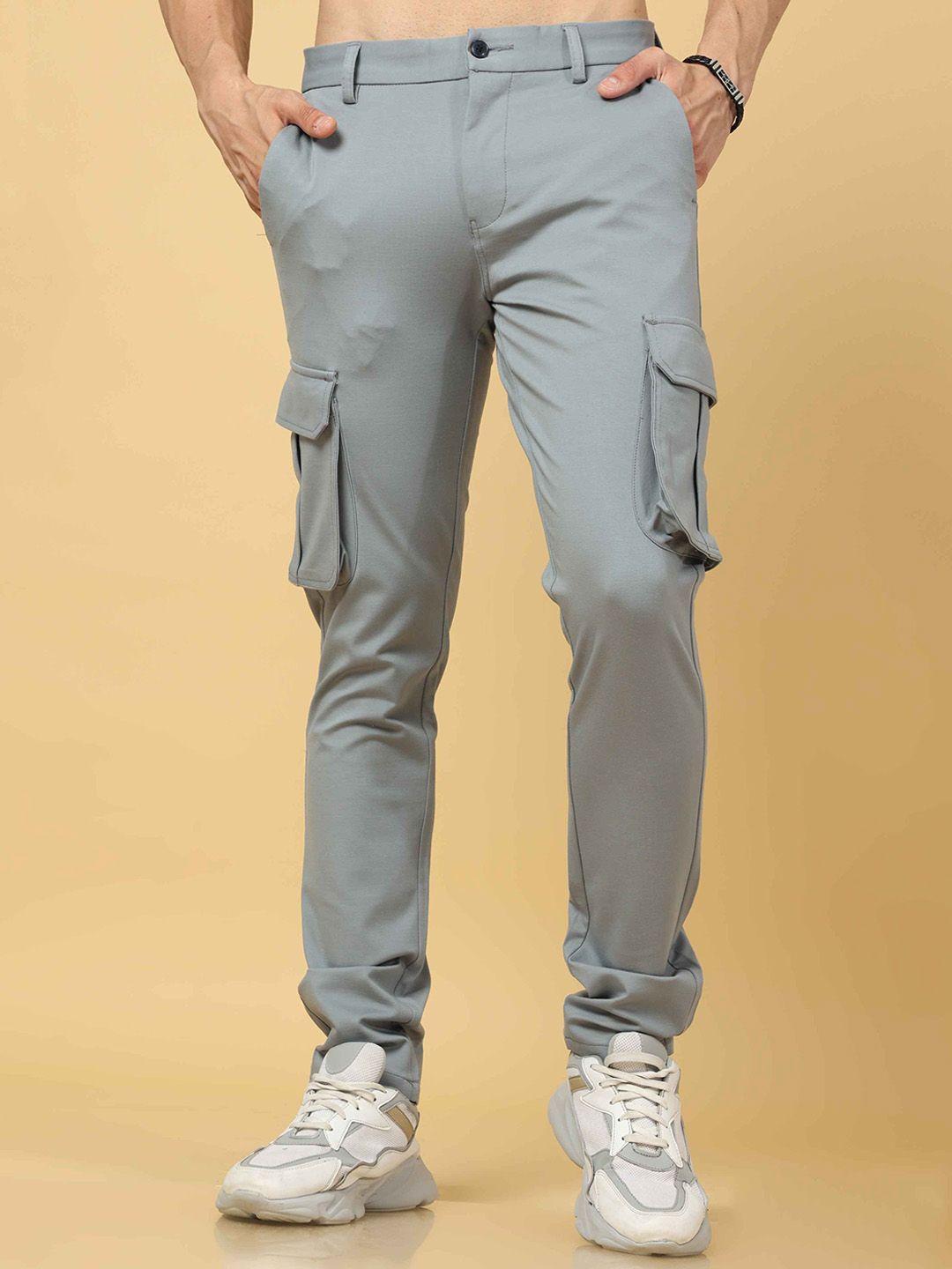 tailoraedge men grey relaxed cargos trousers