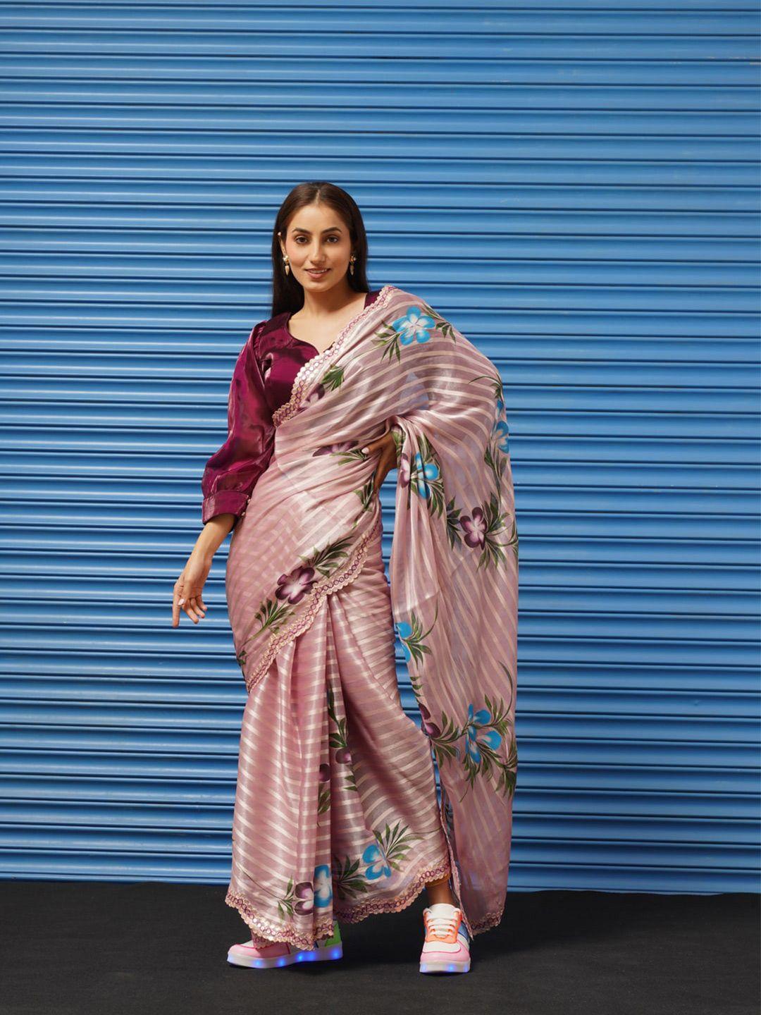 tikhi imli floral printed saree