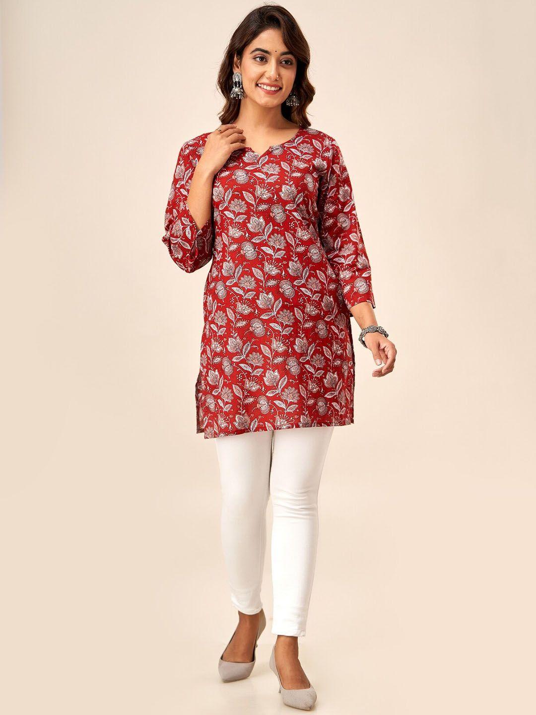 here&now ethnic motifs printed straight pure cotton kurti