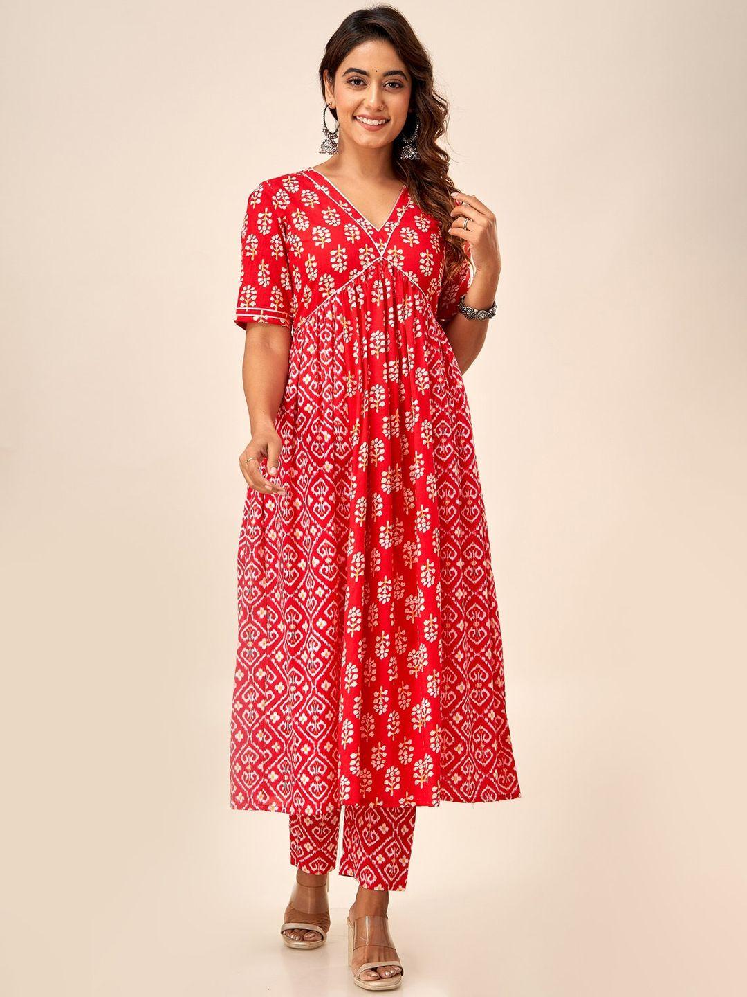 here&now floral printed empire cotton kurta