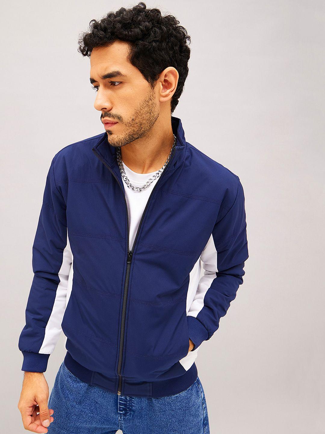 mascln sassafras colourblocked mock collar bomber jacket