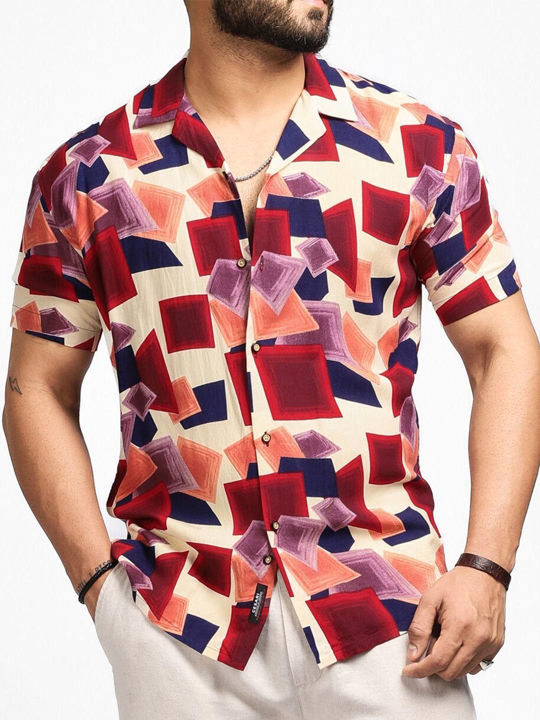 cesari london men multicoloured premium opaque printed casual shirt