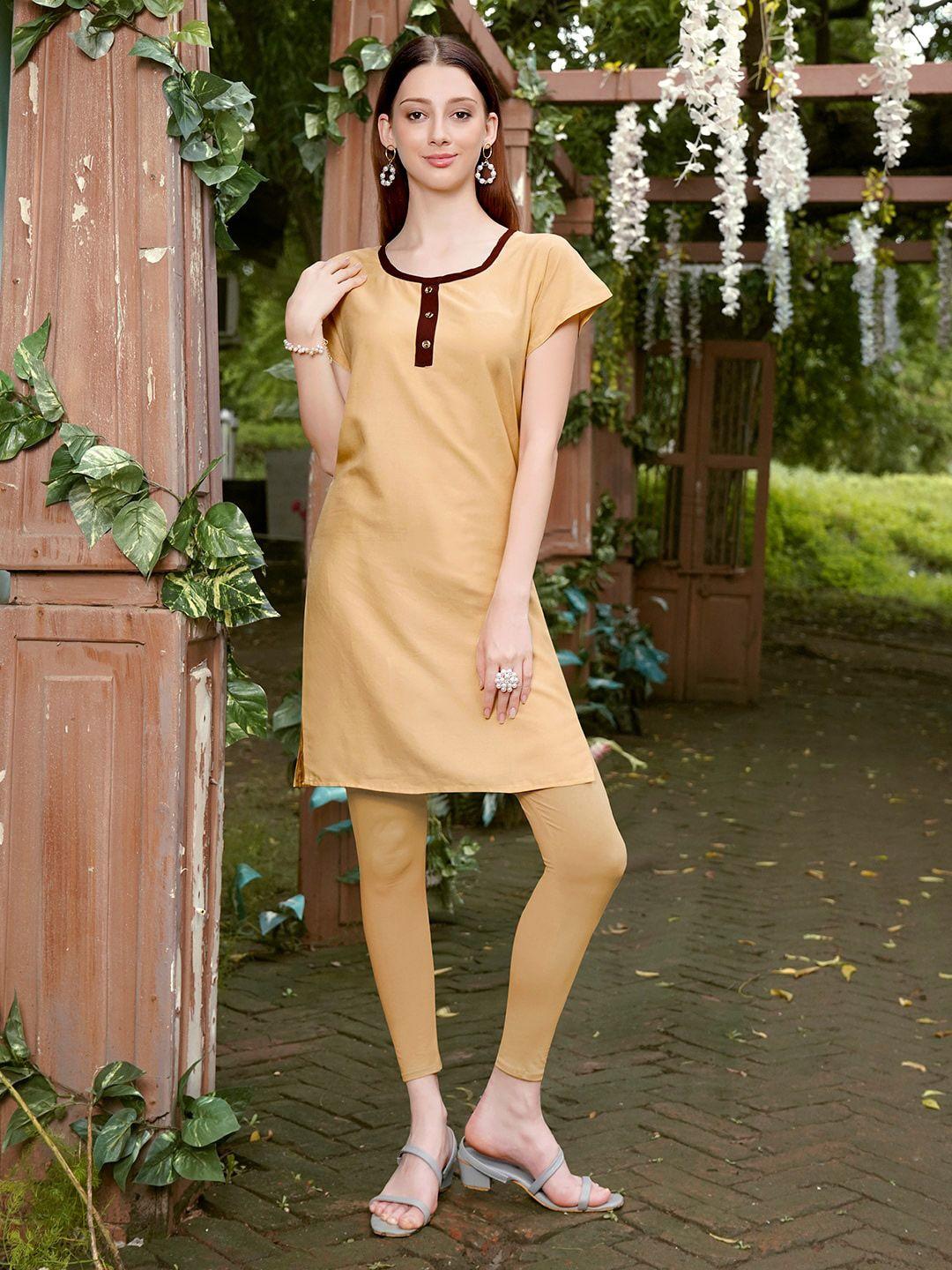 anouk round neck straight kurta