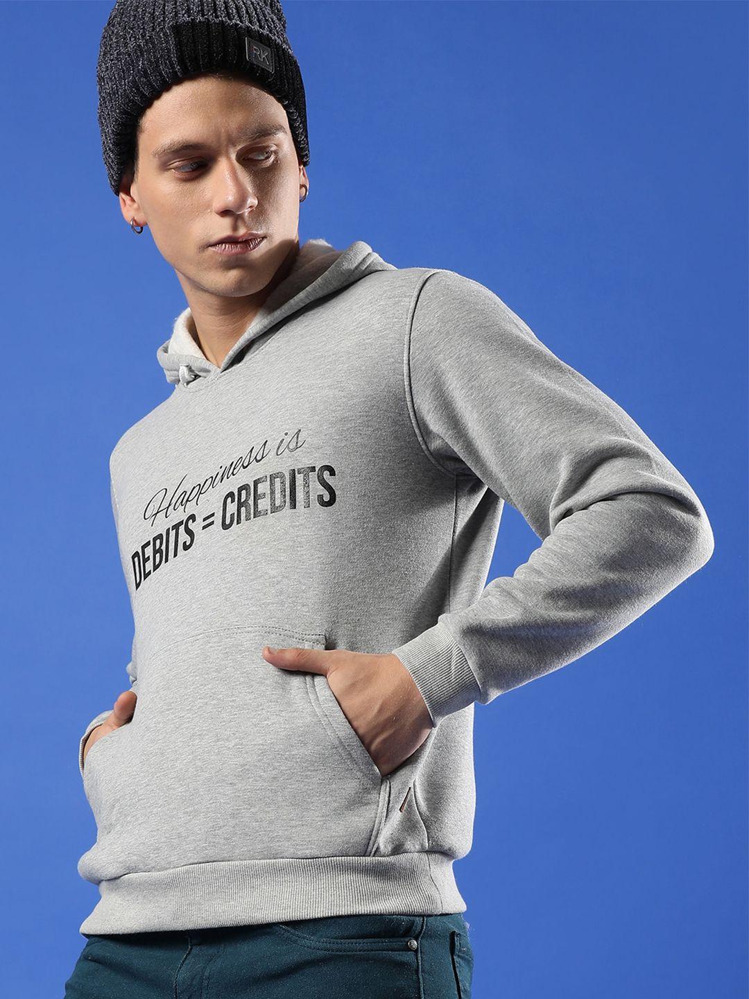 campus sutra typography printed hooded cotton pullover