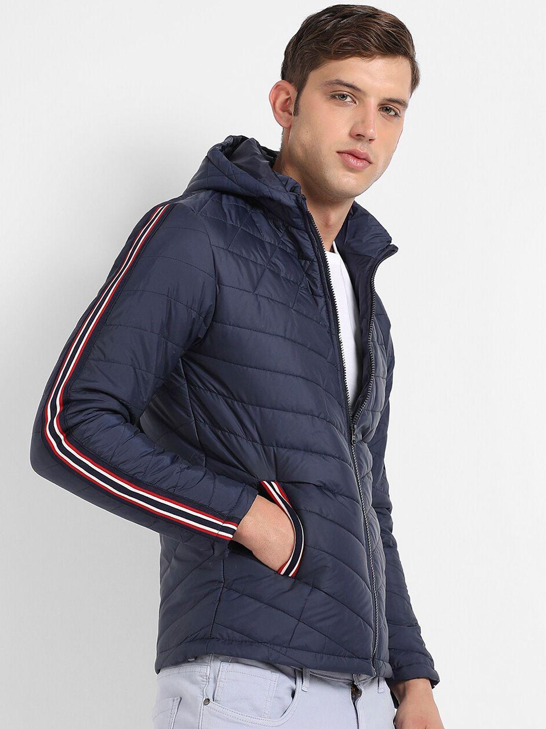 campus sutra men blue windcheater crop outdoor bomber jacket