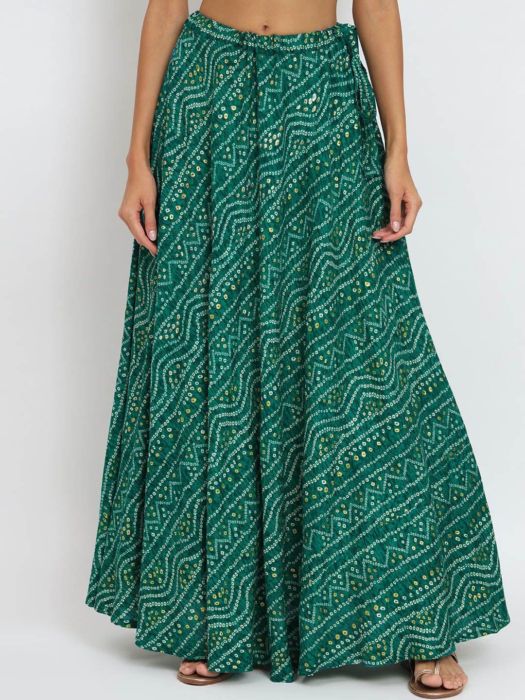 studio rasa bandhani printed flared maxi skirt