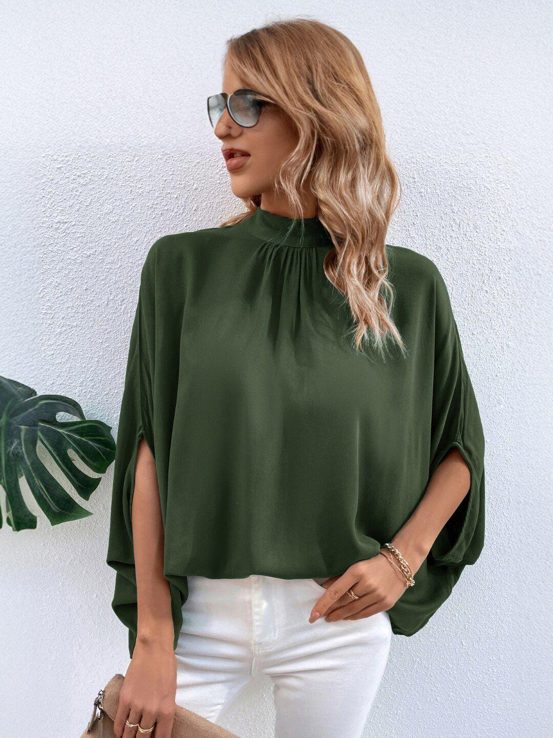 stylecast green high neck dolman sleeves regular top