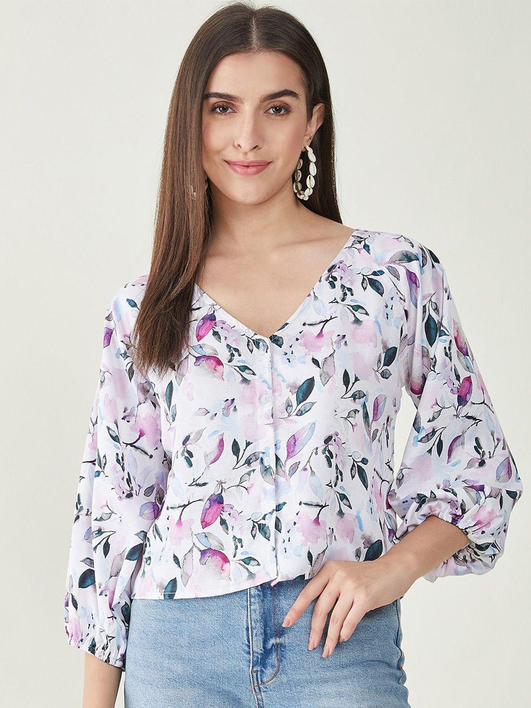 bitterlime floral printed puff sleeve top