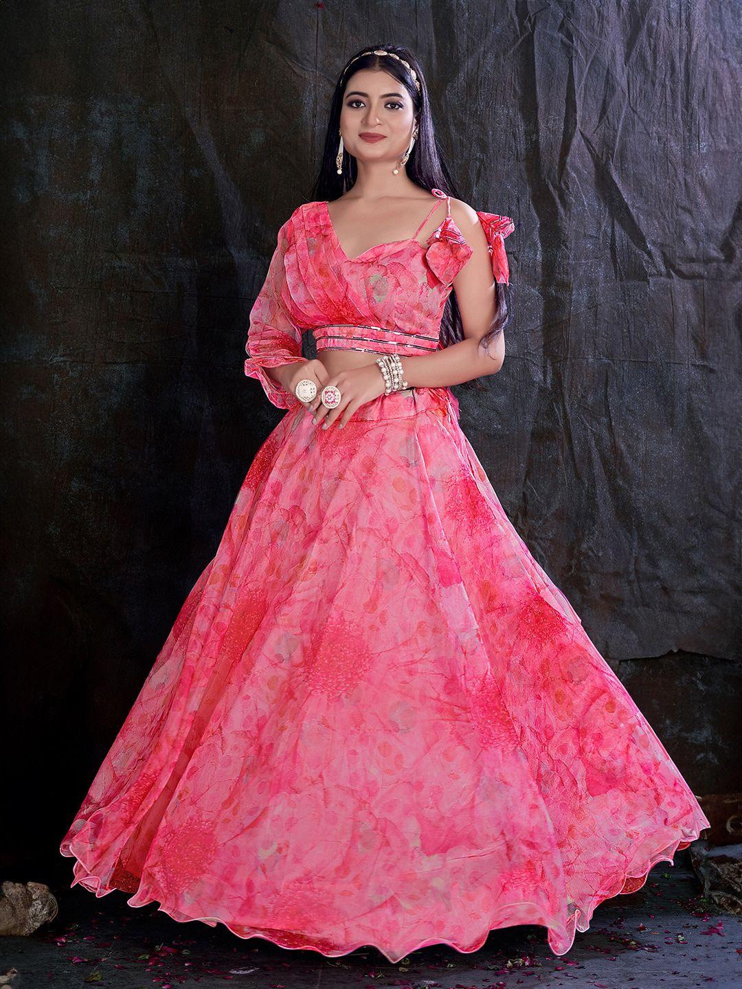 fusionic floral printed ready to wear lehenga & blouse with dupatta