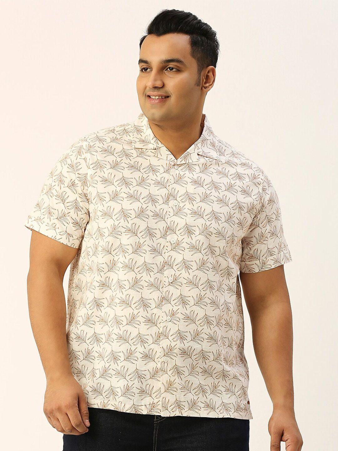 sztori plus size classic floral printed pure cotton casual shirt