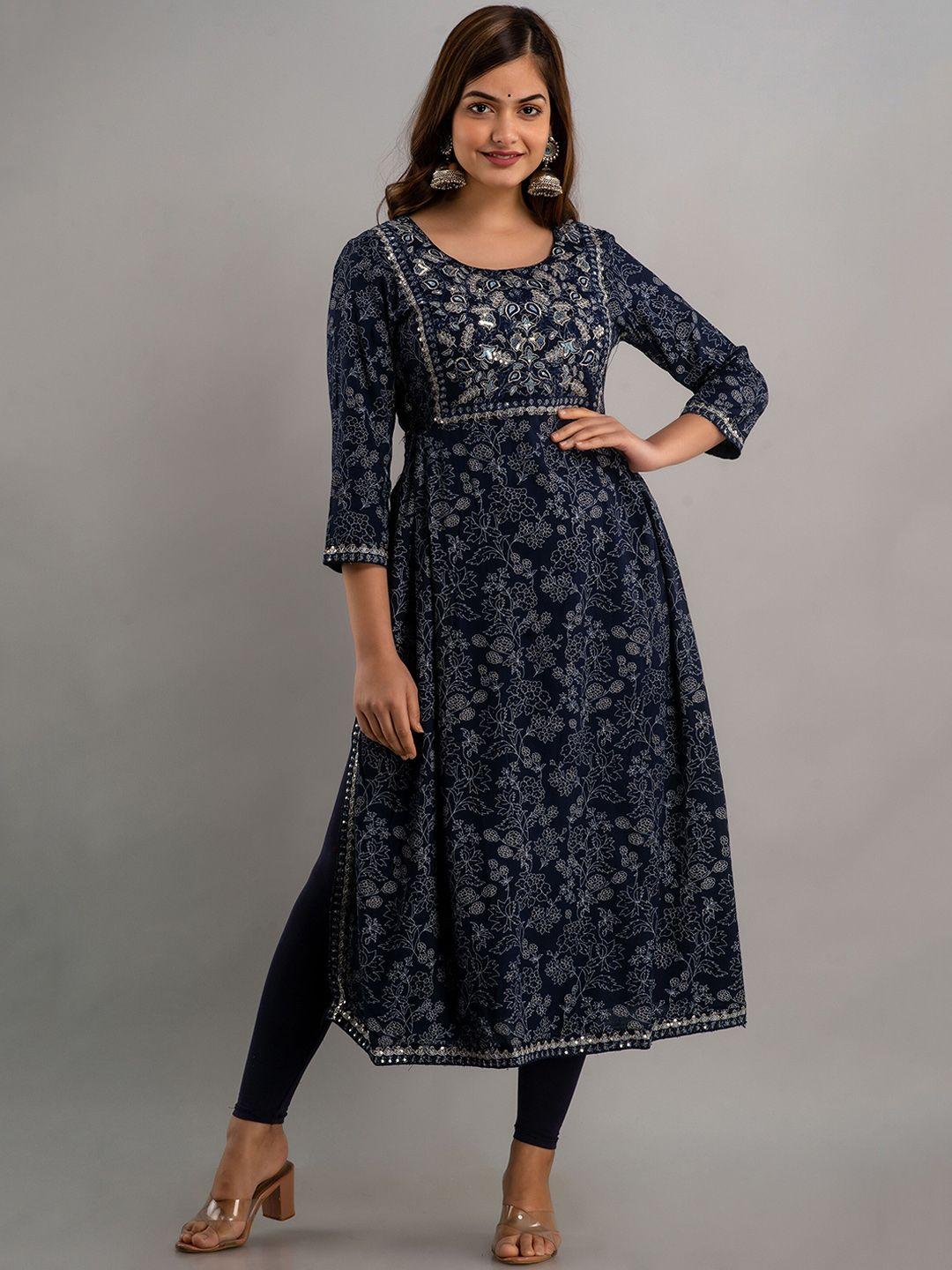 nishabd floral printed sequinned kurta with dupatta