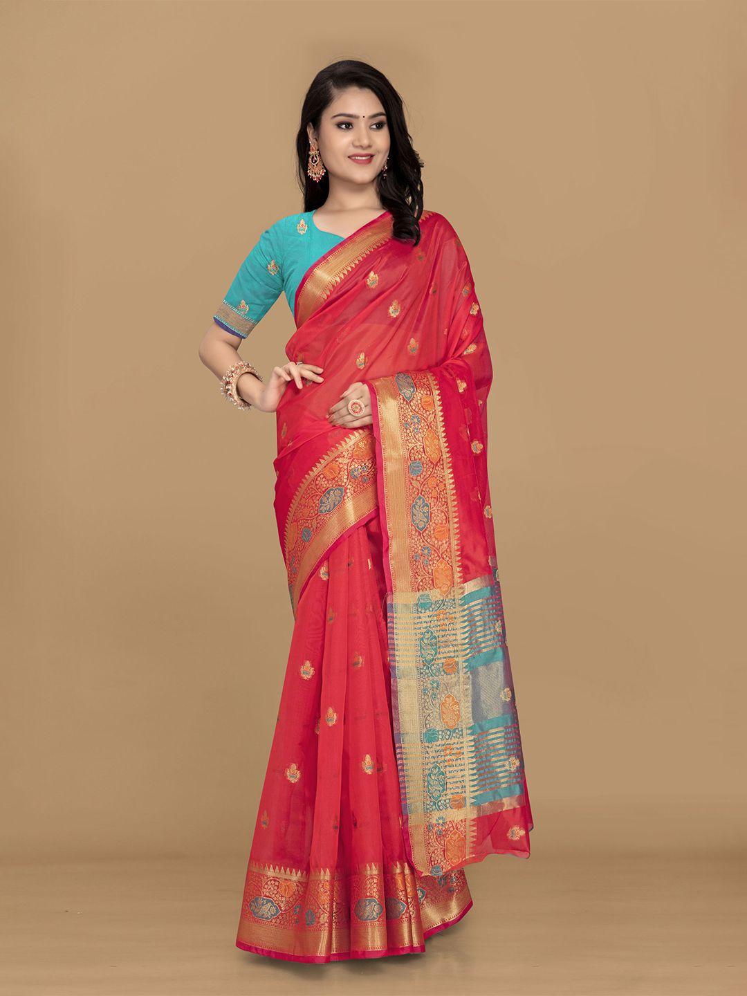 v3 fashion studio woven design zari organza baluchari saree