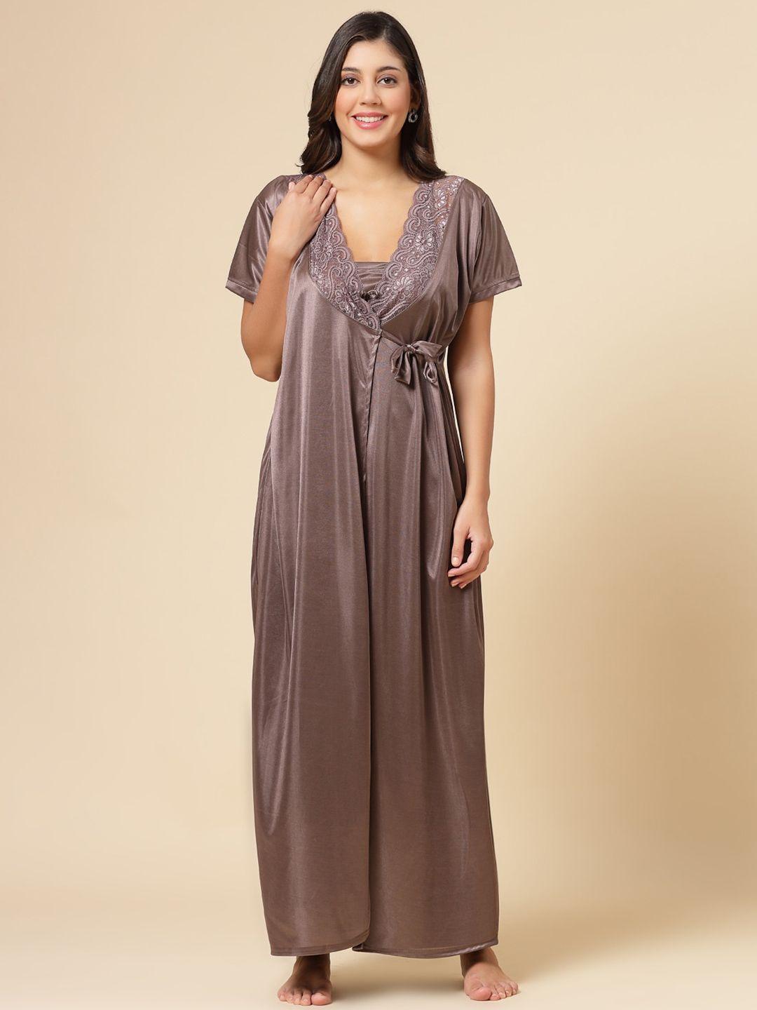 night keys satin maxi nightdress with robe