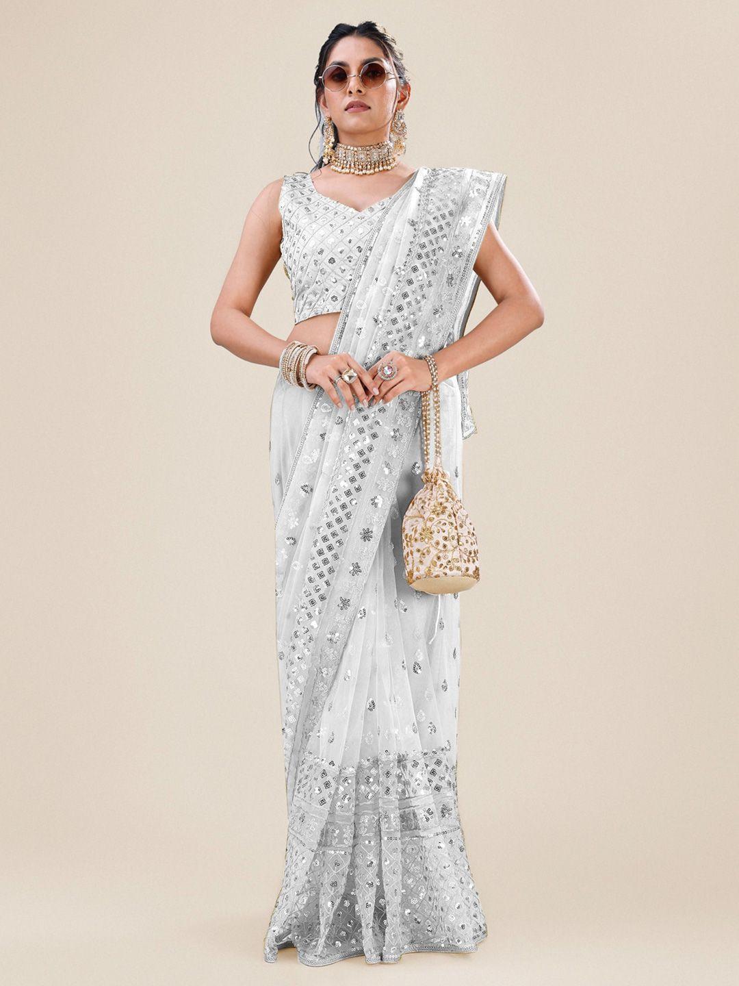 angroop embellished sequinned net saree