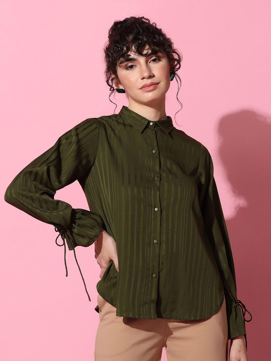 fashion dream striped spread collar shirt style top