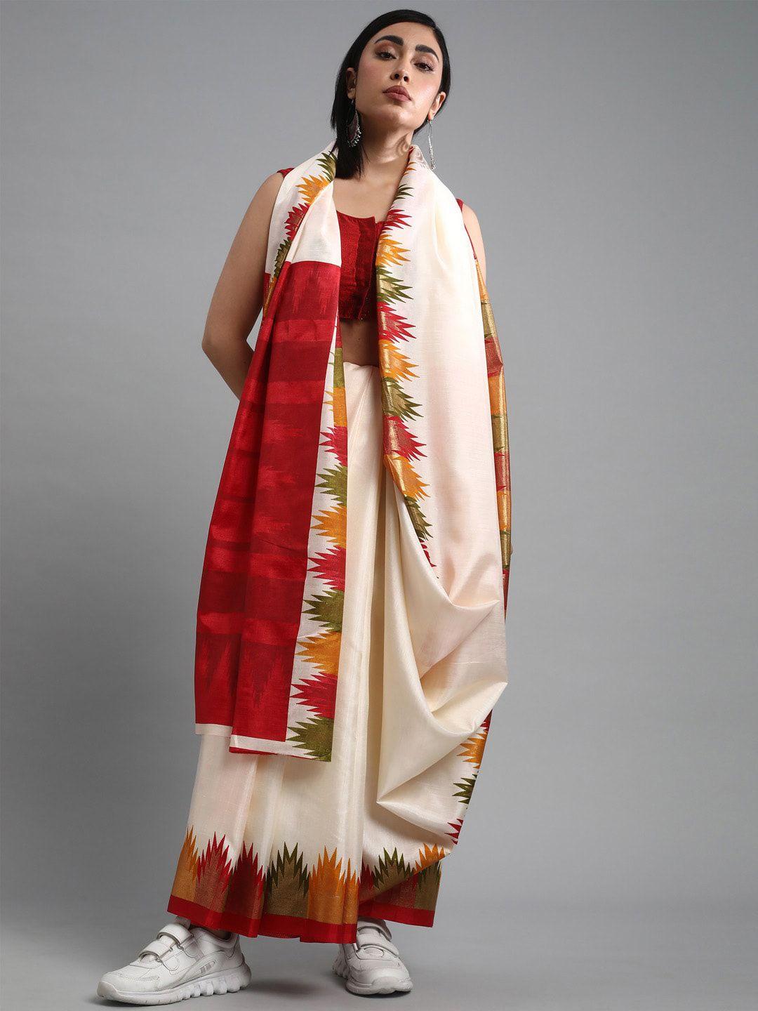 mitera ethnic motifs printed bomkai silk saree