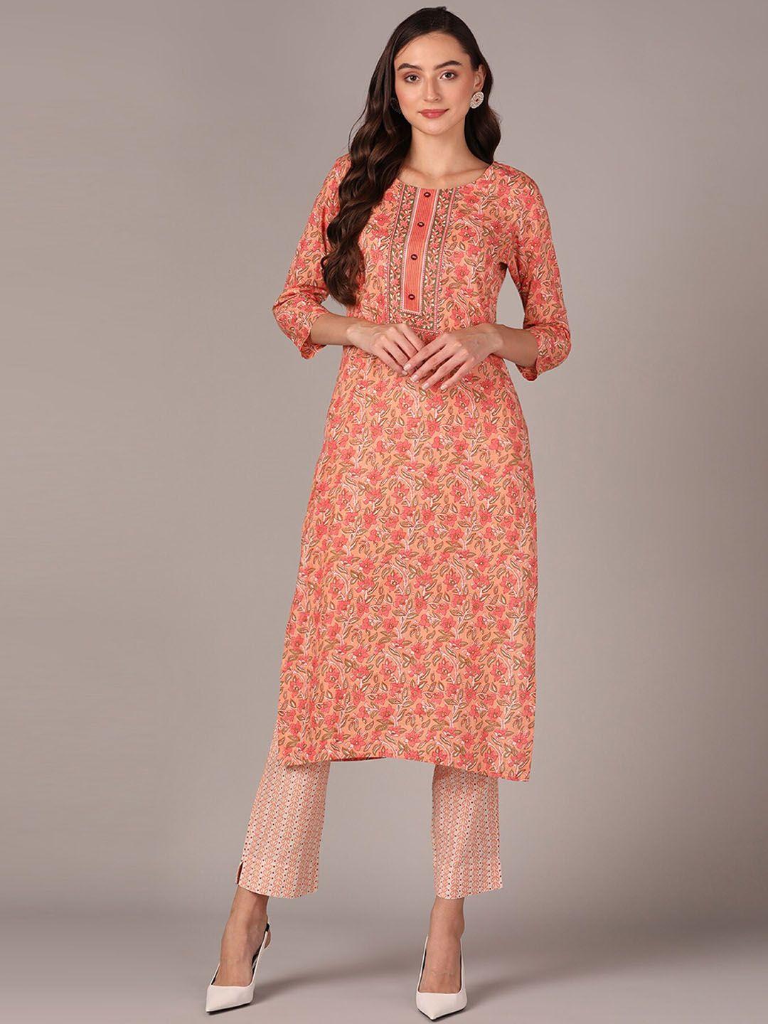 ahika floral printed kurta with trousers