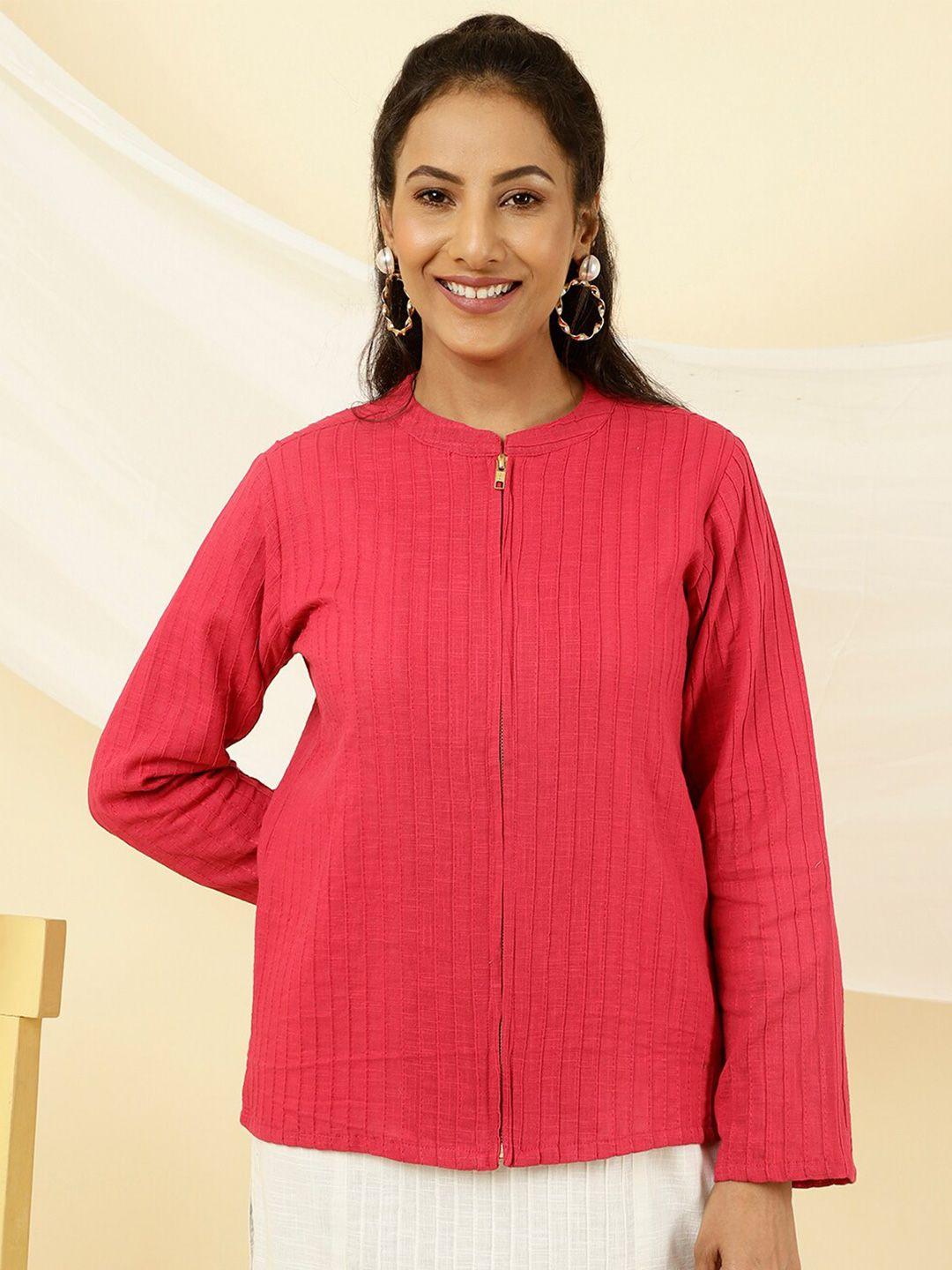 jaipur kurti women fuchsia comfort opaque casual shirt