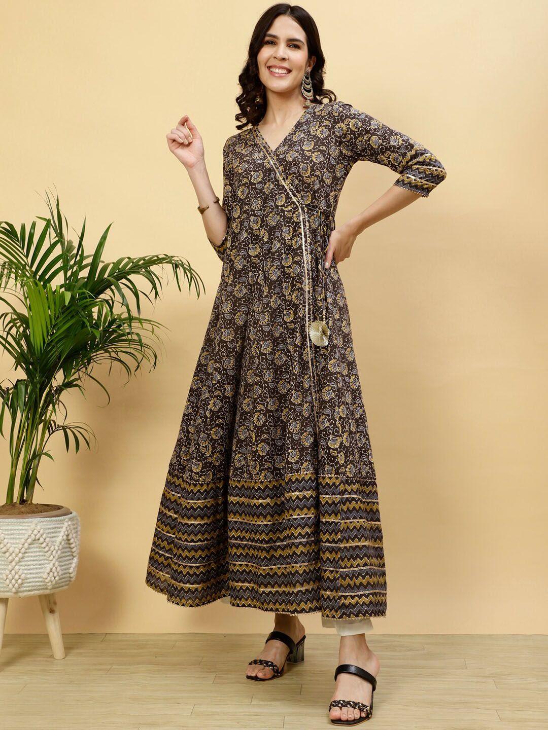 jaipur kurti ethnic motifs printed gotta patti angrakha anarkali cotton kurta