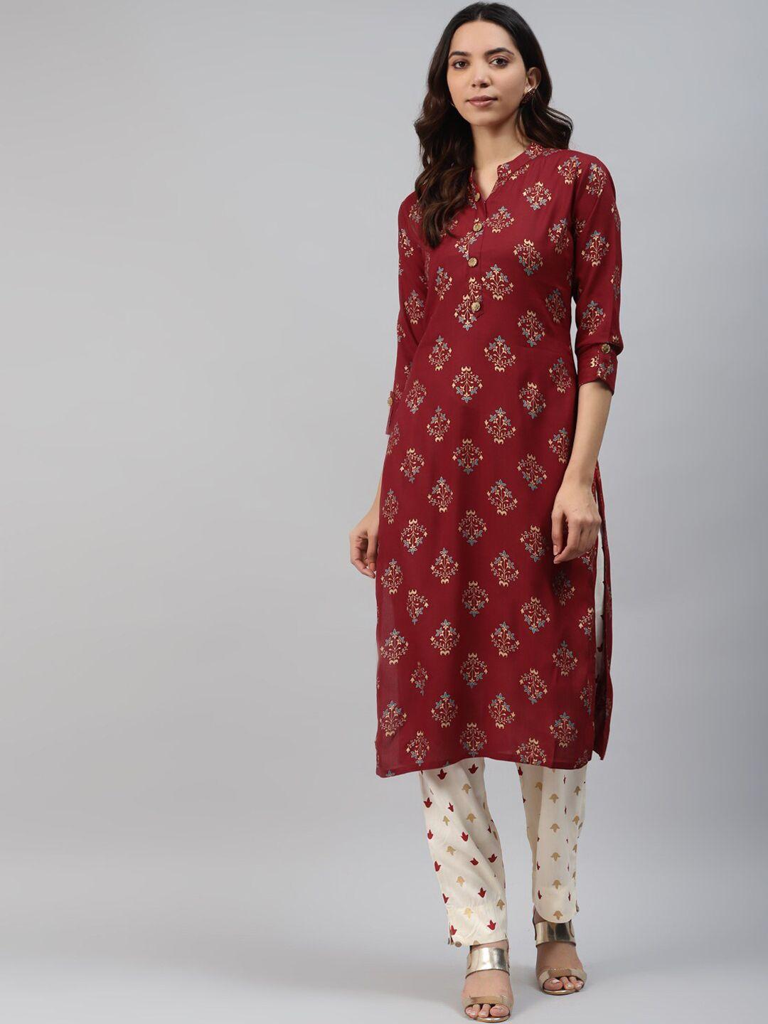 kalini ethnic motifs printed straight kurta with trousers