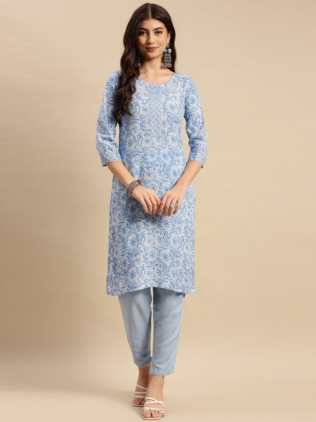 rangita floral printed regular kurta with trousers