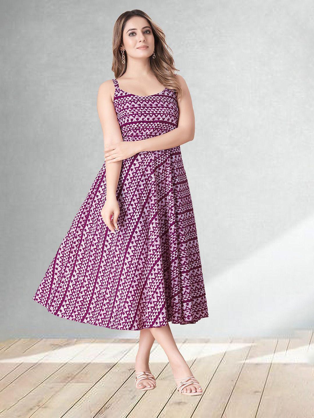 n n enterprise geometric printed a-line midi dress