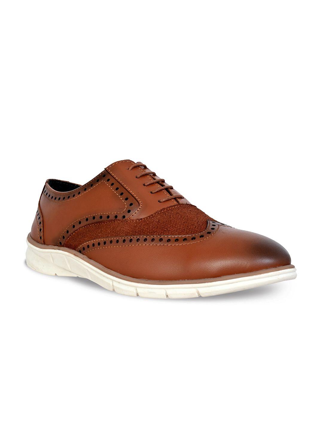 kicksfire men perforated leather waterproof lining brogues