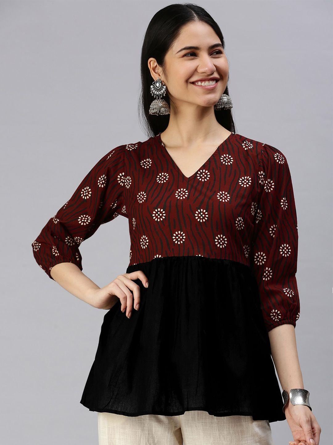 kalini floral printed v-neck pure cotton kurti